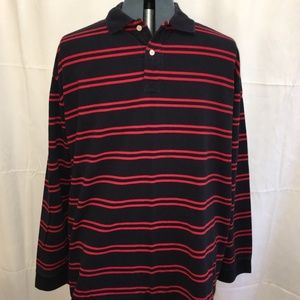 Red and Black/Dark Blue Long Sleeve Men's Polo 3XL